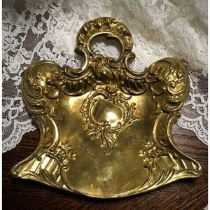 Vintage Antique Brass Crumb Scoop Art Nouveau Repousse Baroque Chateau Decor